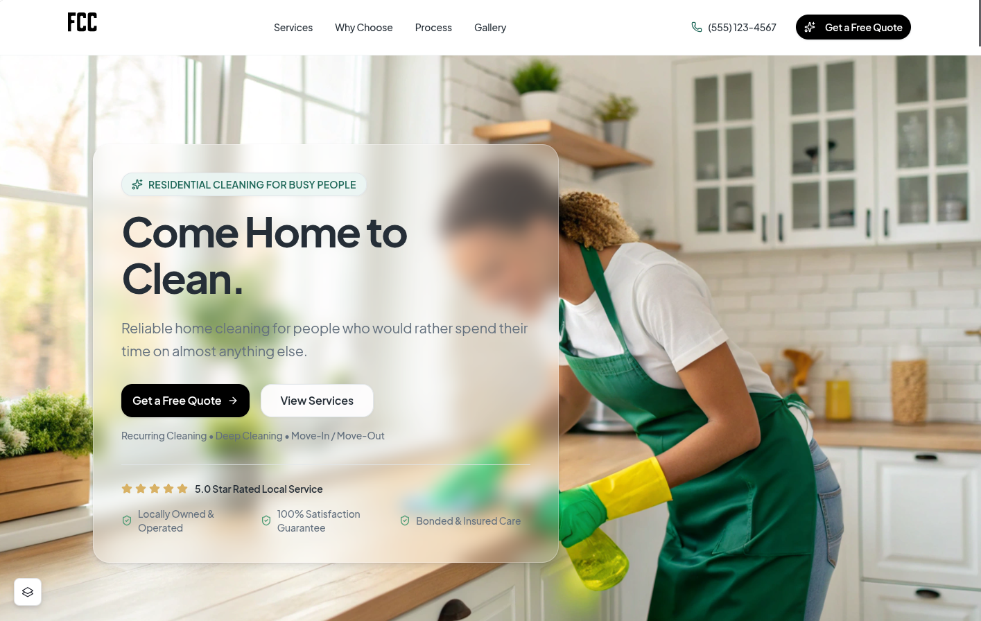 FreshNest Cleaning Co. website preview screenshot